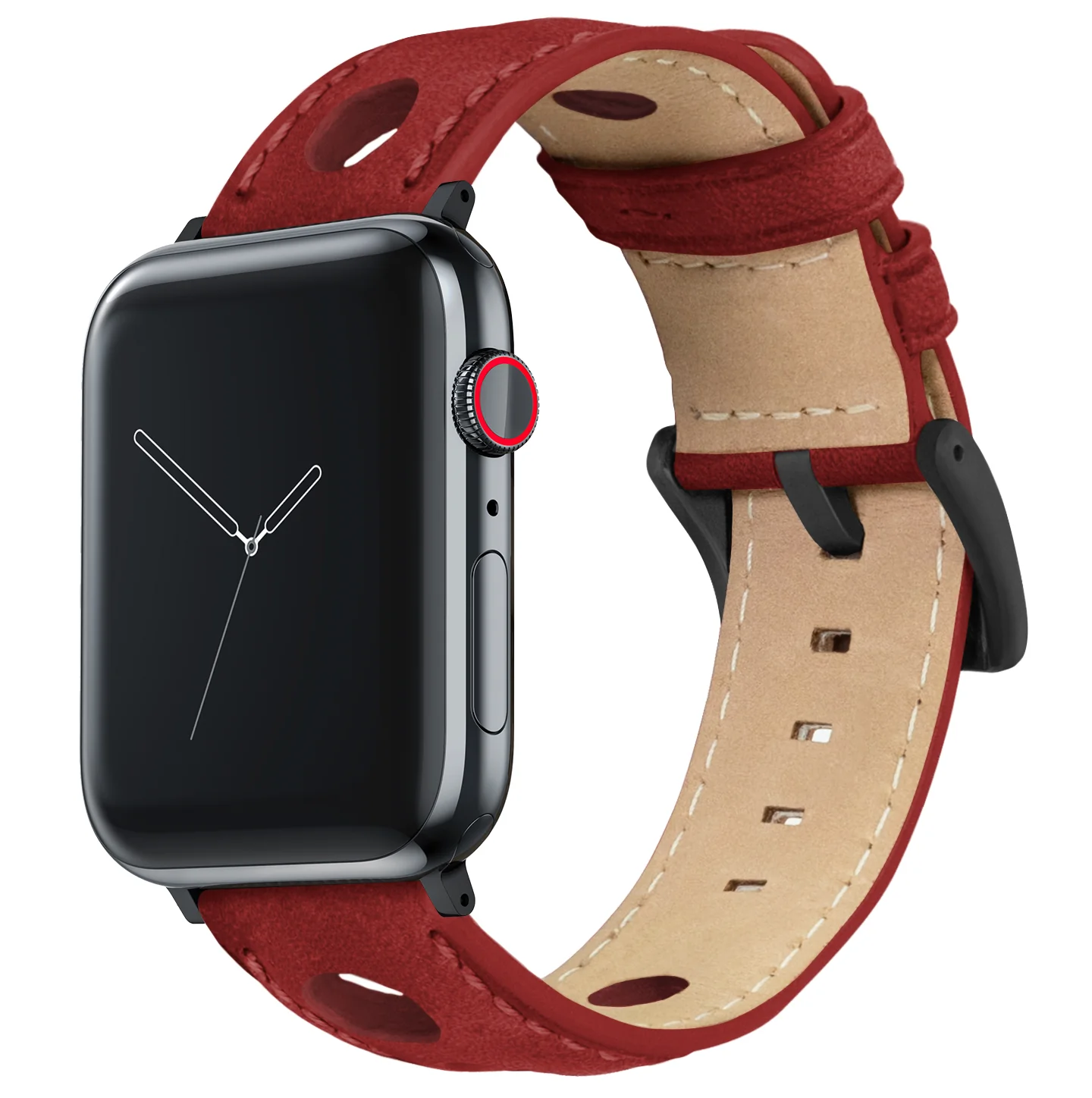 Apple Watch Crimson Red Rally Horween Leather Watch Band - Image 3