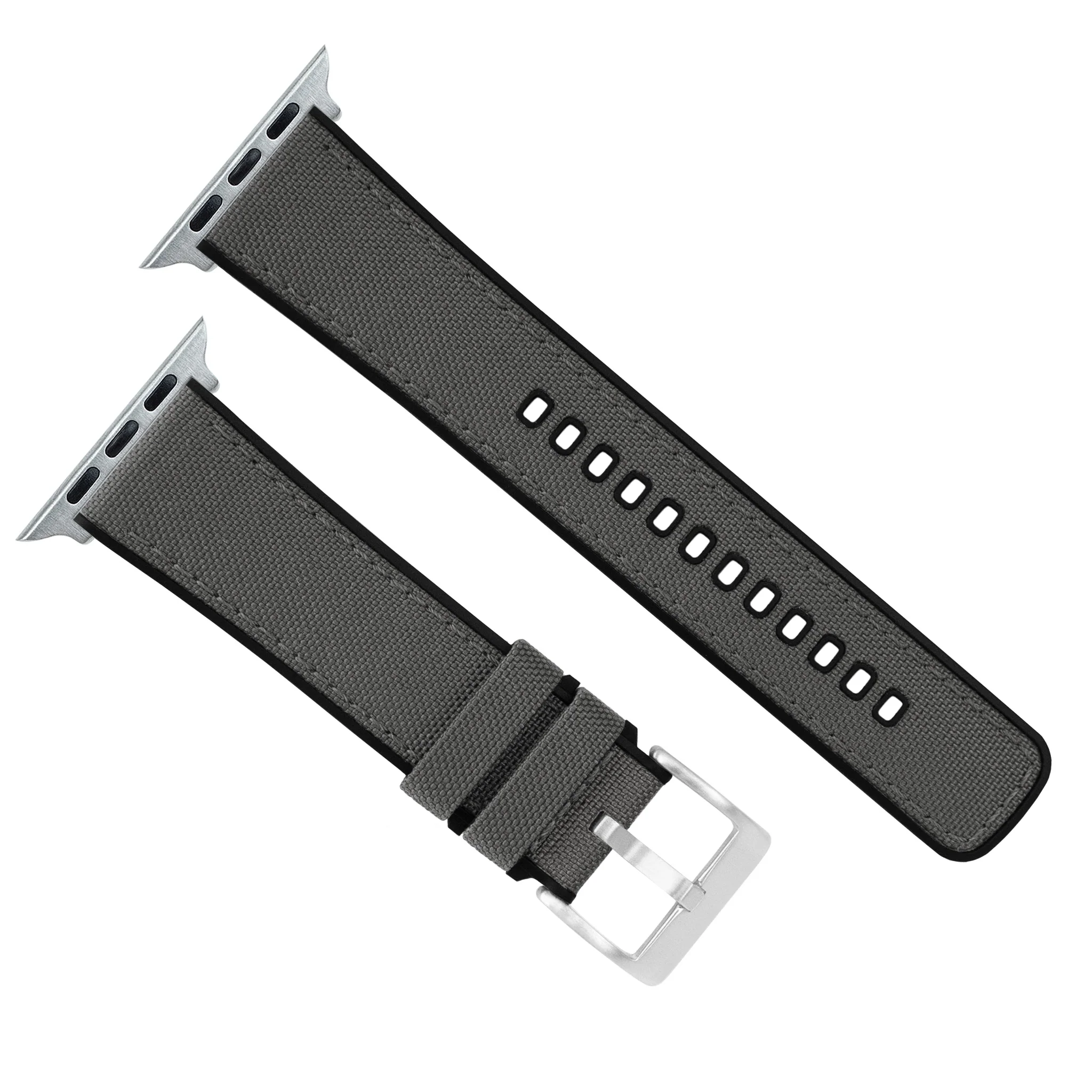 Apple Watch Smoke Grey Cordura Fabric And Silicone Hybrid Watch Band - Image 7