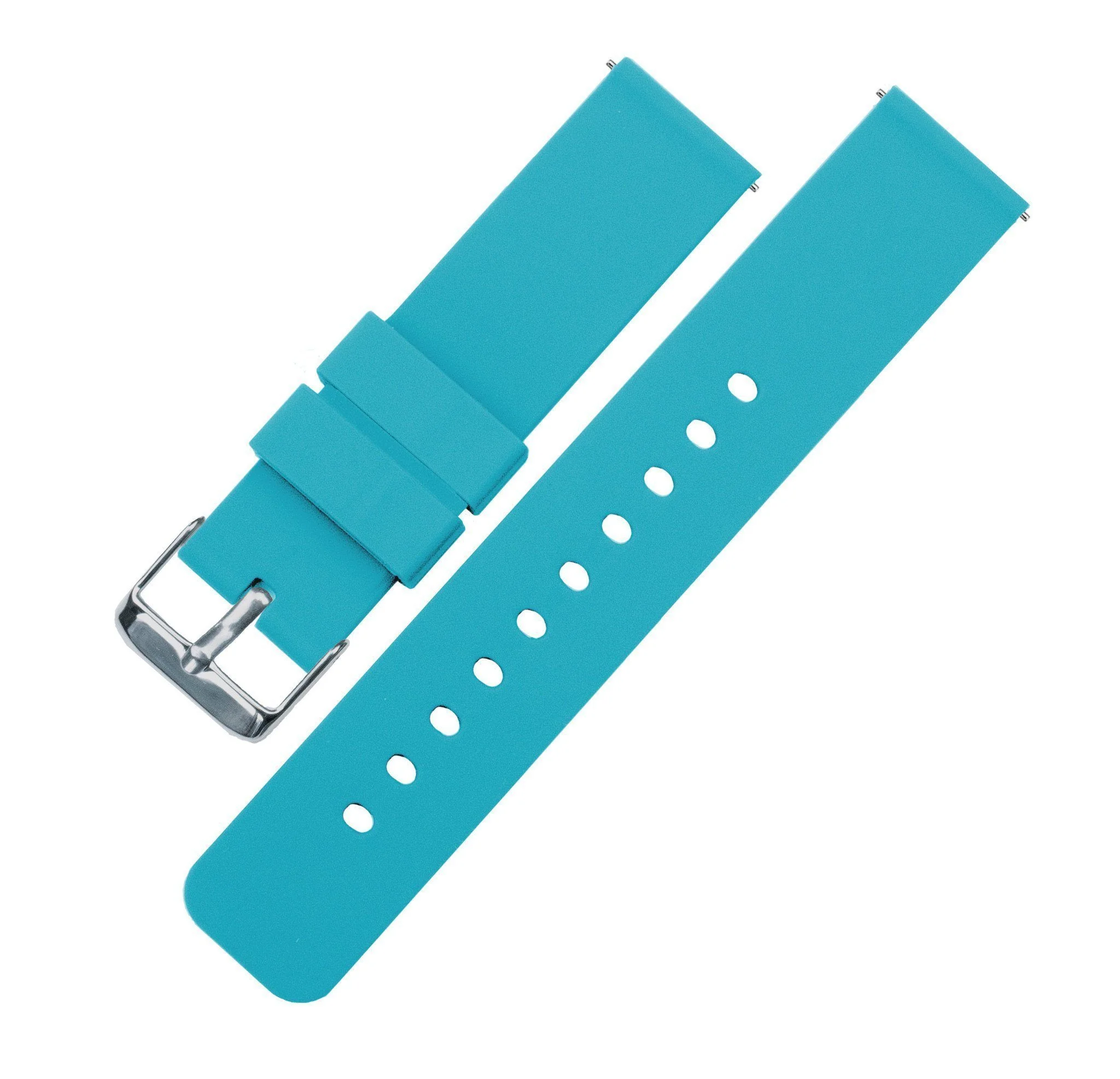 Aqua Blue Quick Release Silicone Rubber Watch Band - Image 3