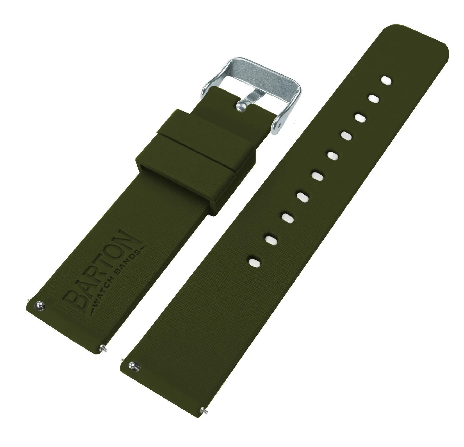 Army Green Silicone Rubber Quick Release Watch Band - Image 4