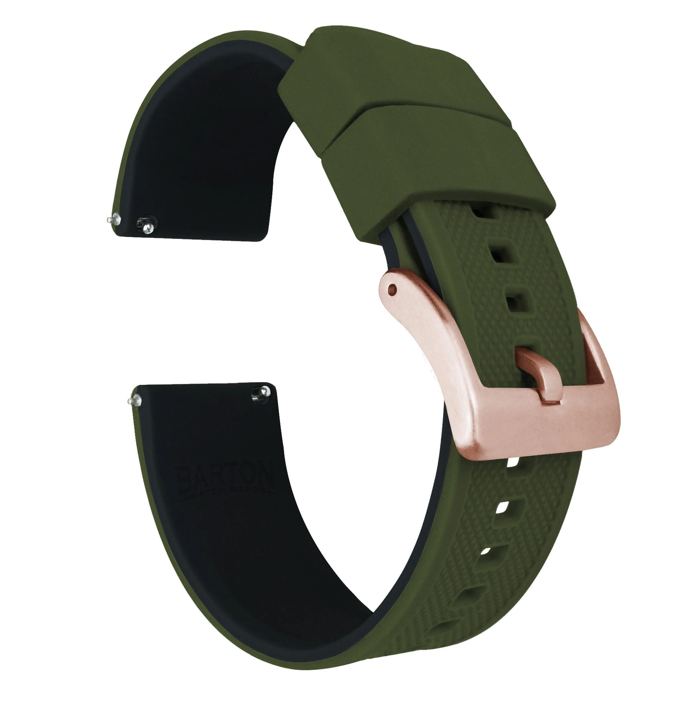 Army Green Top Black Bottom Elite Silicone Watch Band - Image 11