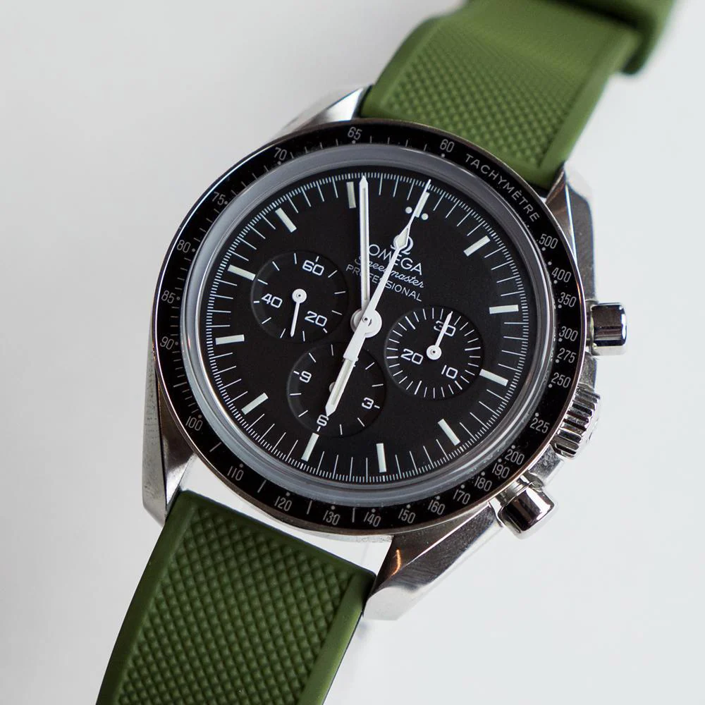 Army Green Top Black Bottom Elite Silicone Watch Band - Image 5