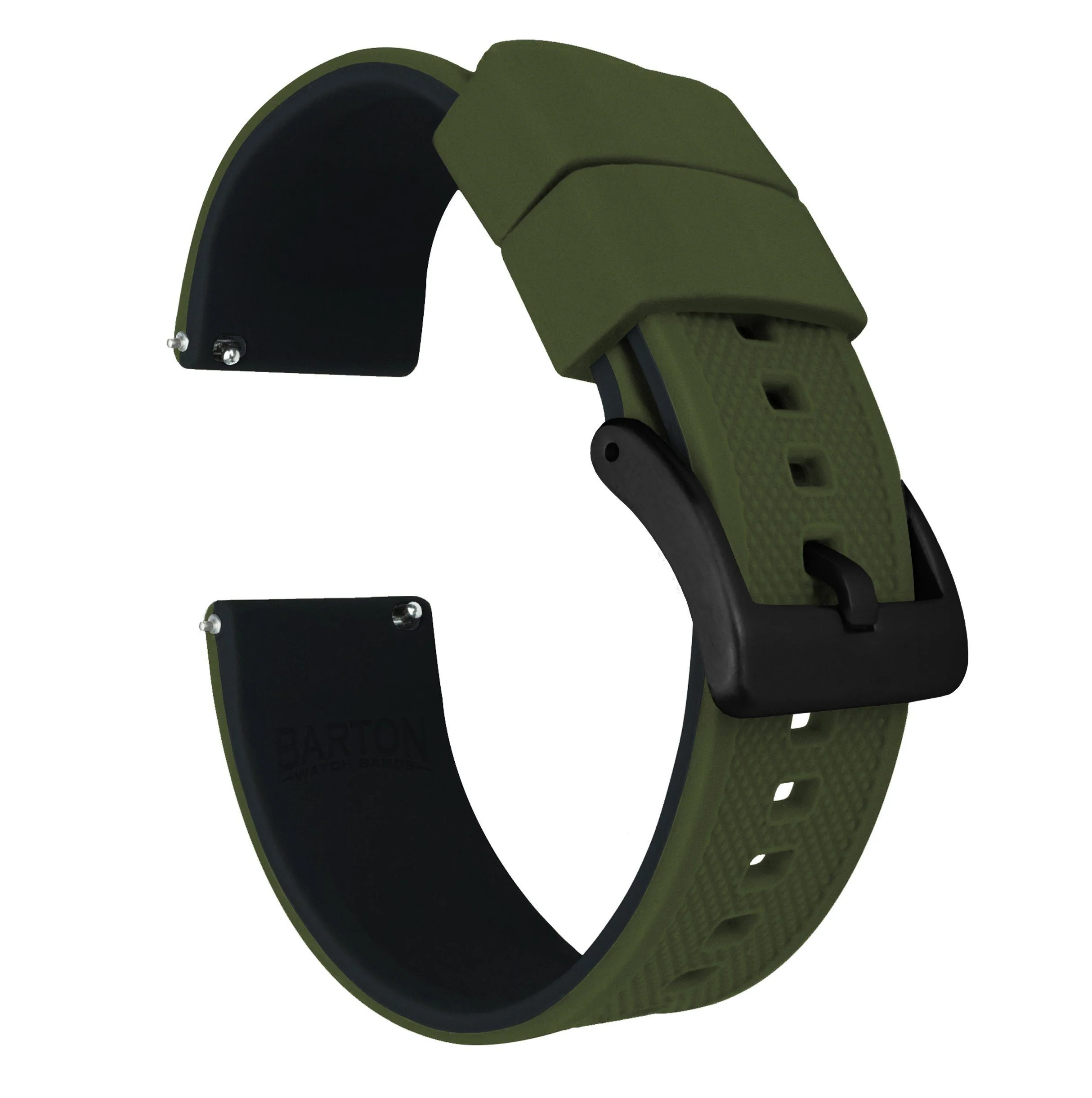Army Green Top Black Bottom Elite Silicone Watch Band - Image 8