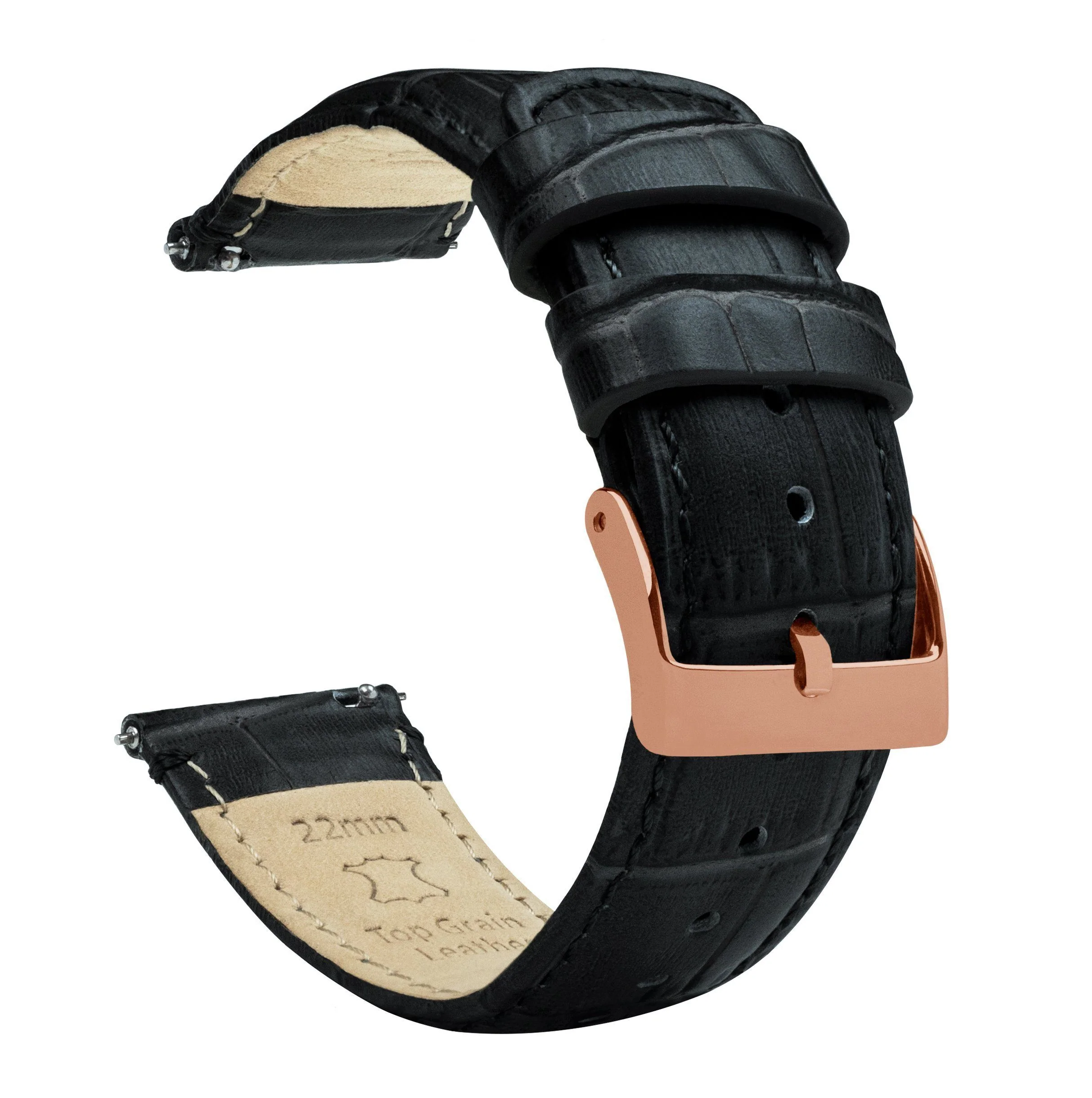 Black Alligator Grain Leather Watch Band - Image 13