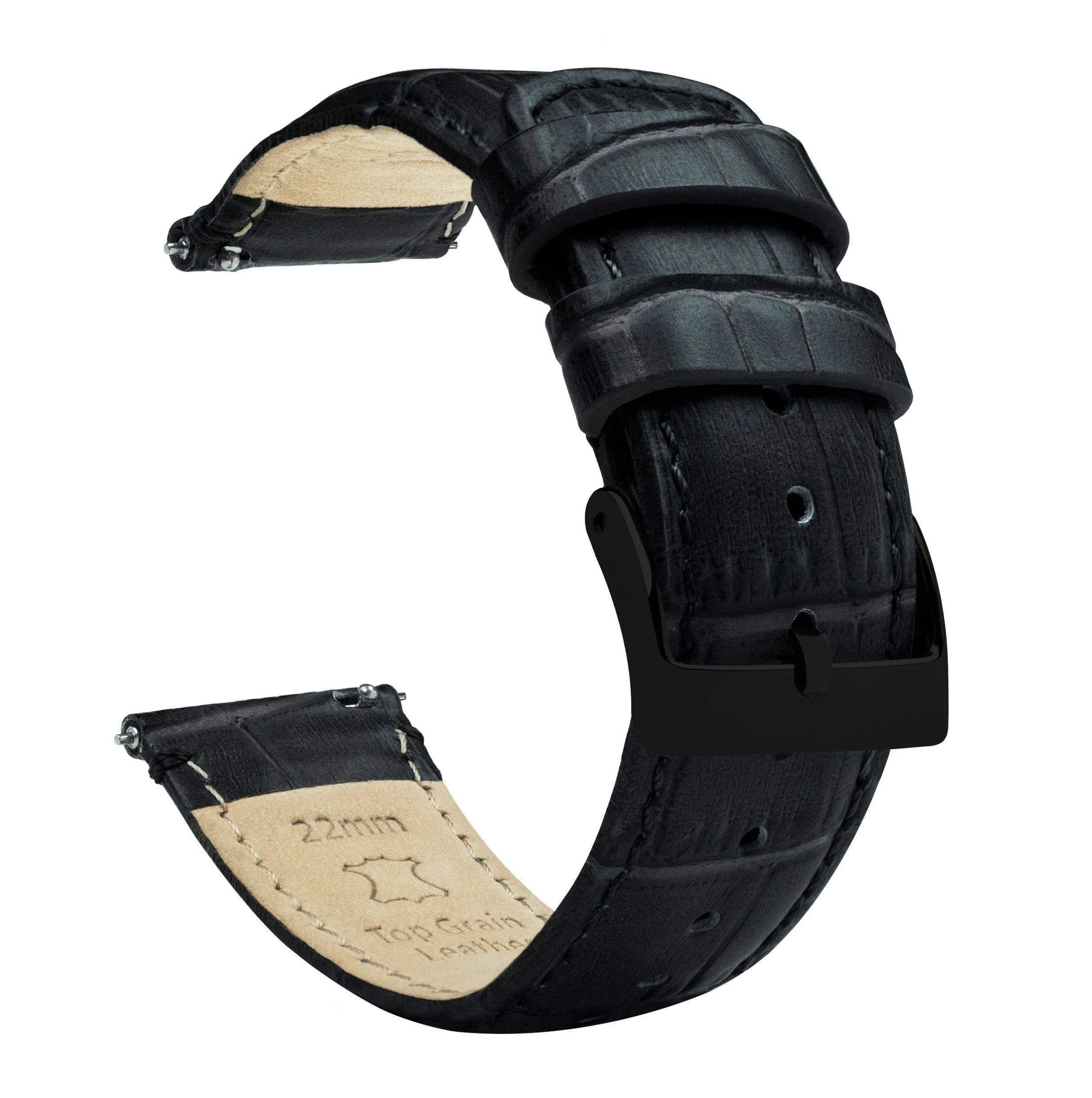 Black Alligator Grain Leather Watch Band - Image 14