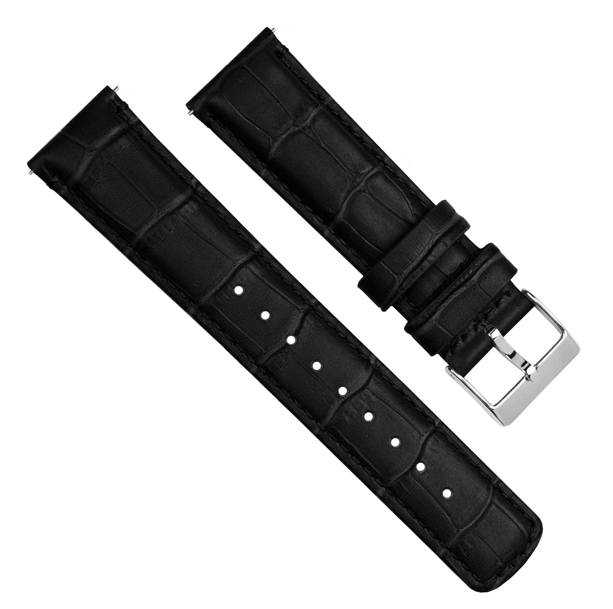 Black Alligator Grain Leather Watch Band - Image 6