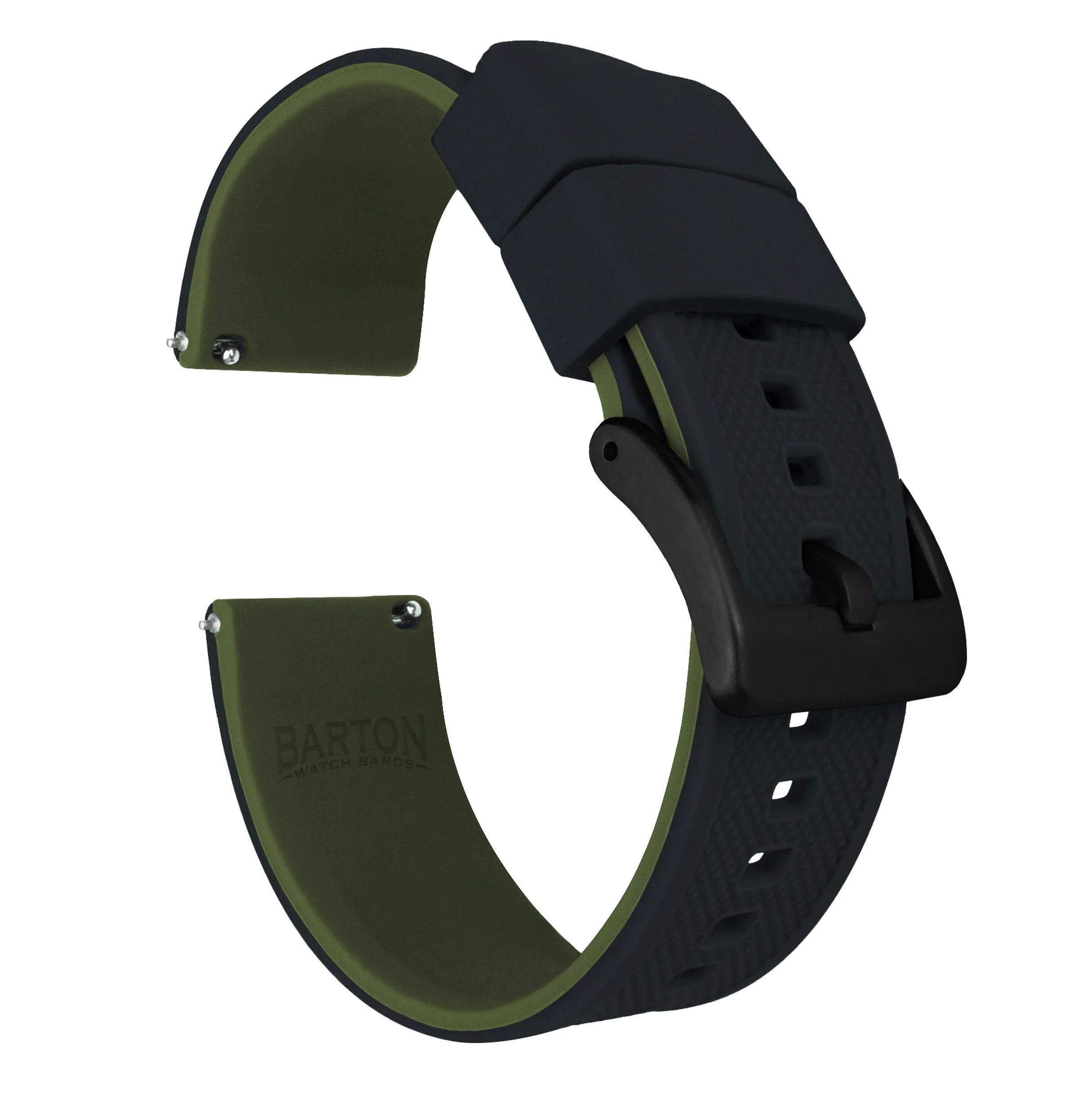 Black Top Army Green Bottom Elite Silicone Watch Band - Image 7