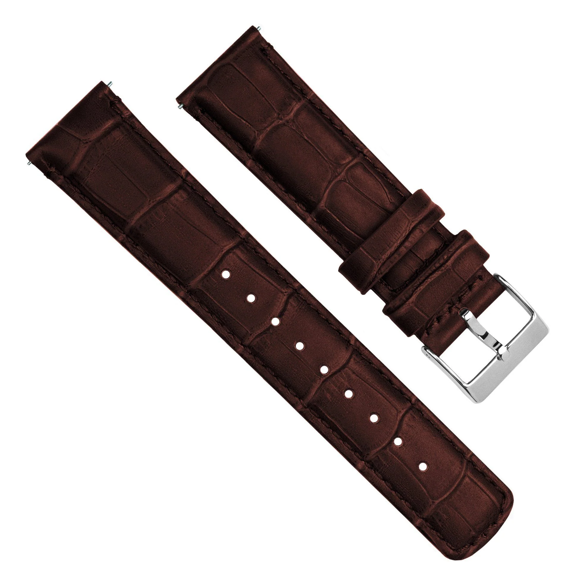 Coffee Brown Alligator Grain Leather Watch Band - Image 6