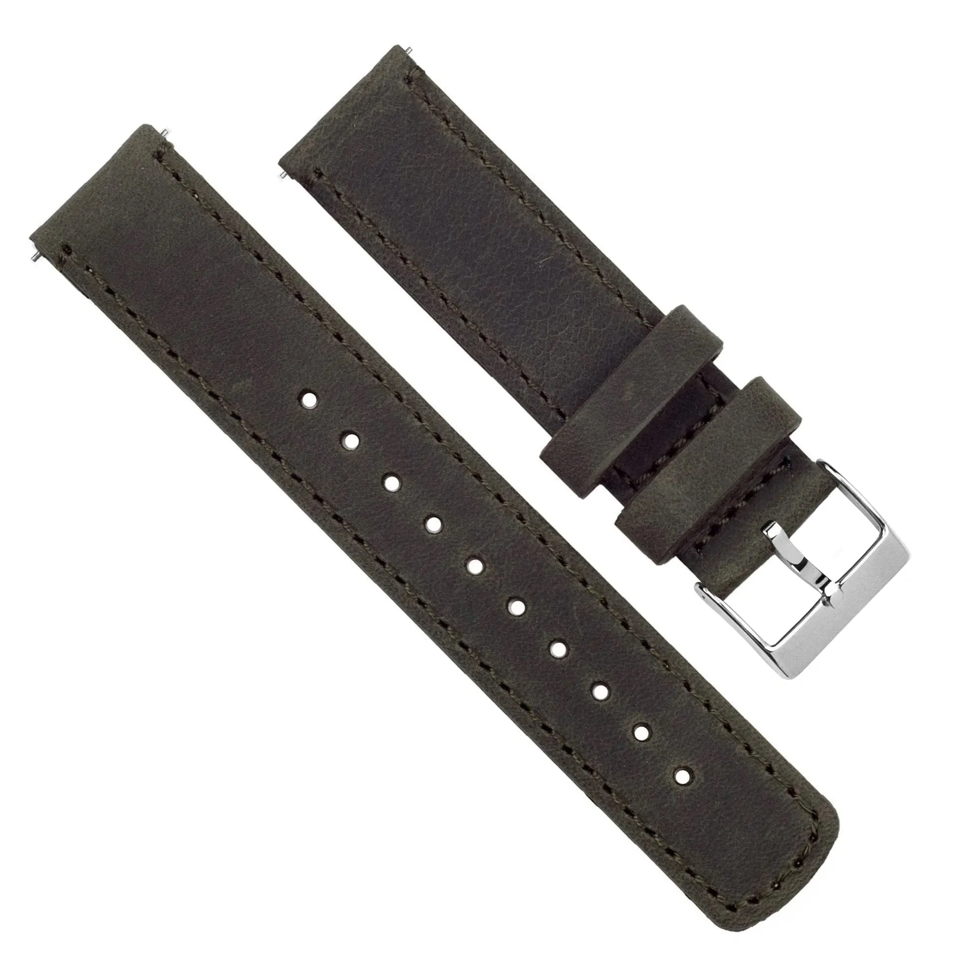 Espresso Brown Leather Quick Release Watch Band - Image 3