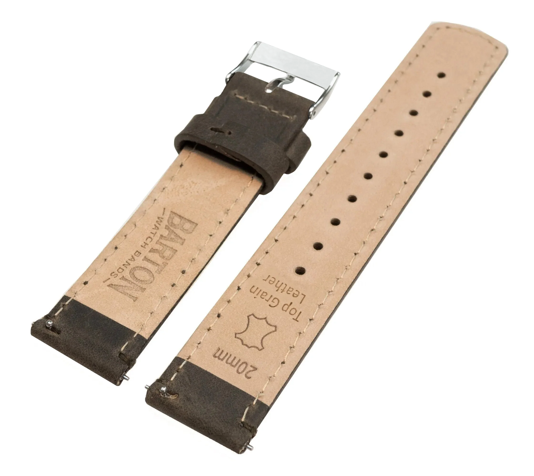 Espresso Brown Leather Quick Release Watch Band - Image 4