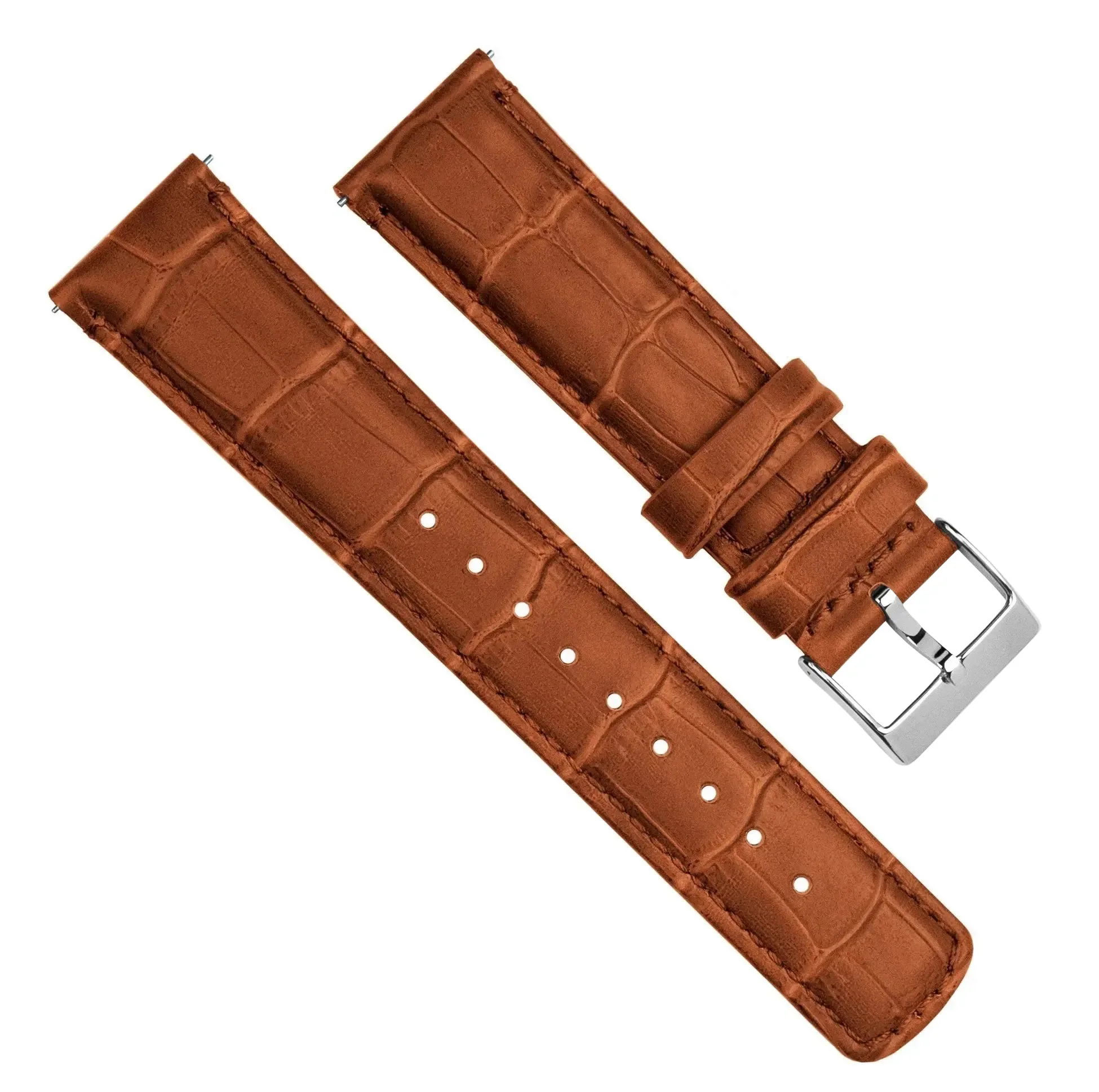 Toffee Brown Alligator Grain Leather Watch Band - Image 3