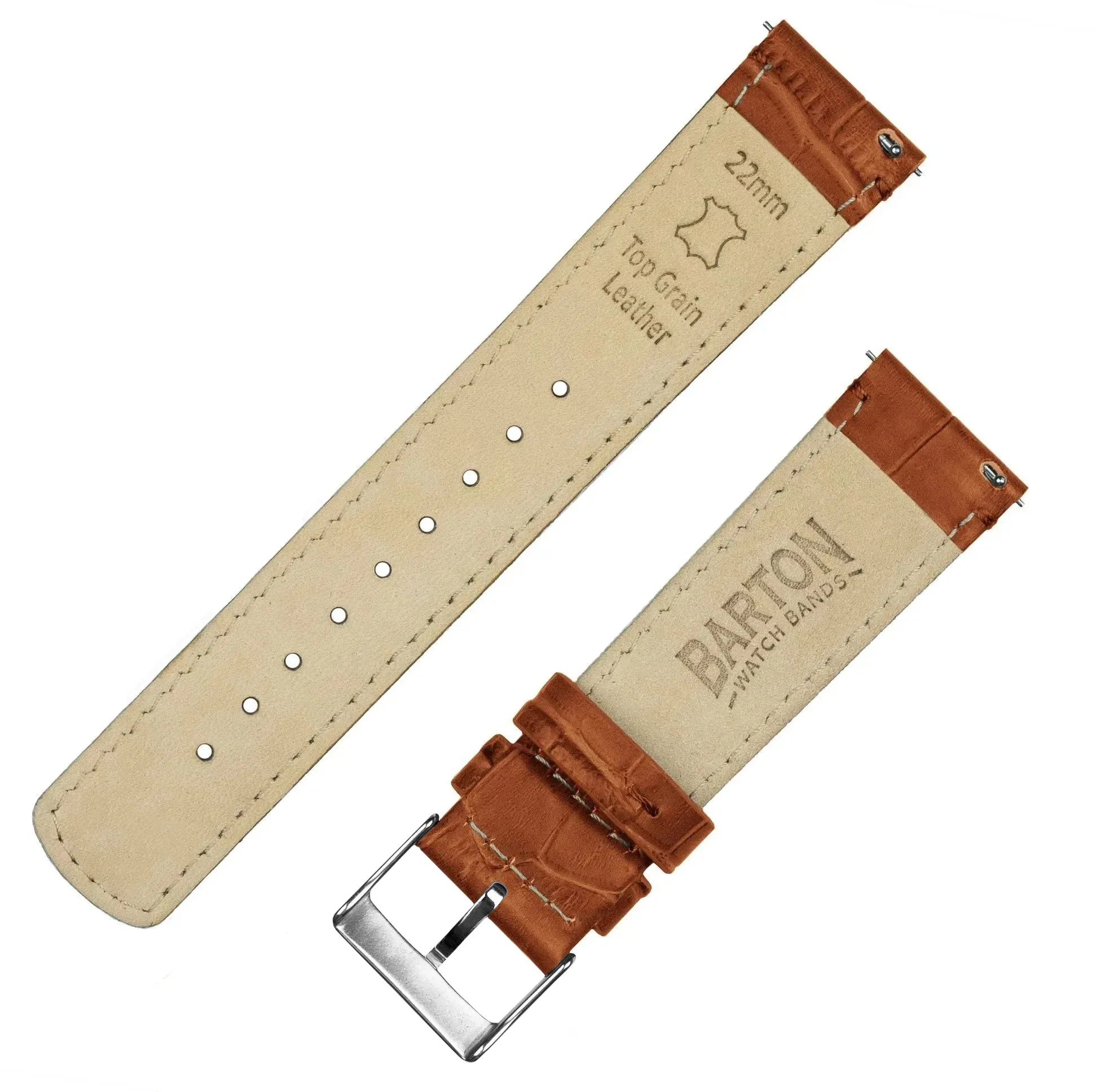Toffee Brown Alligator Grain Leather Watch Band - Image 4