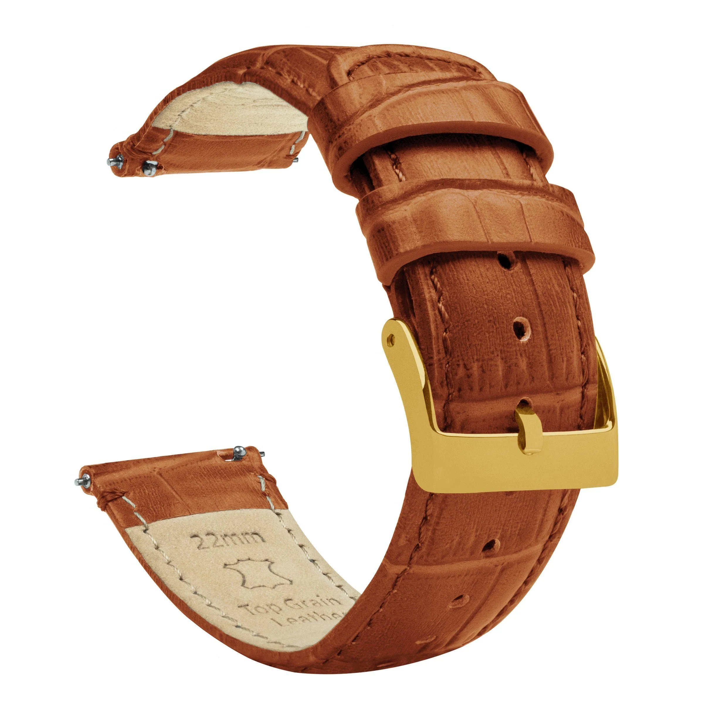 Toffee Brown Alligator Grain Leather Watch Band - Image 7